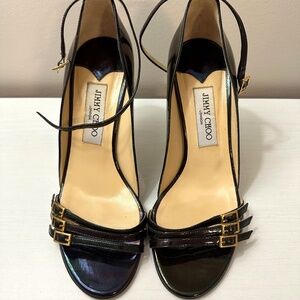 Jimmy Choo Purple / Black Metallic Heels Sandals size 39
